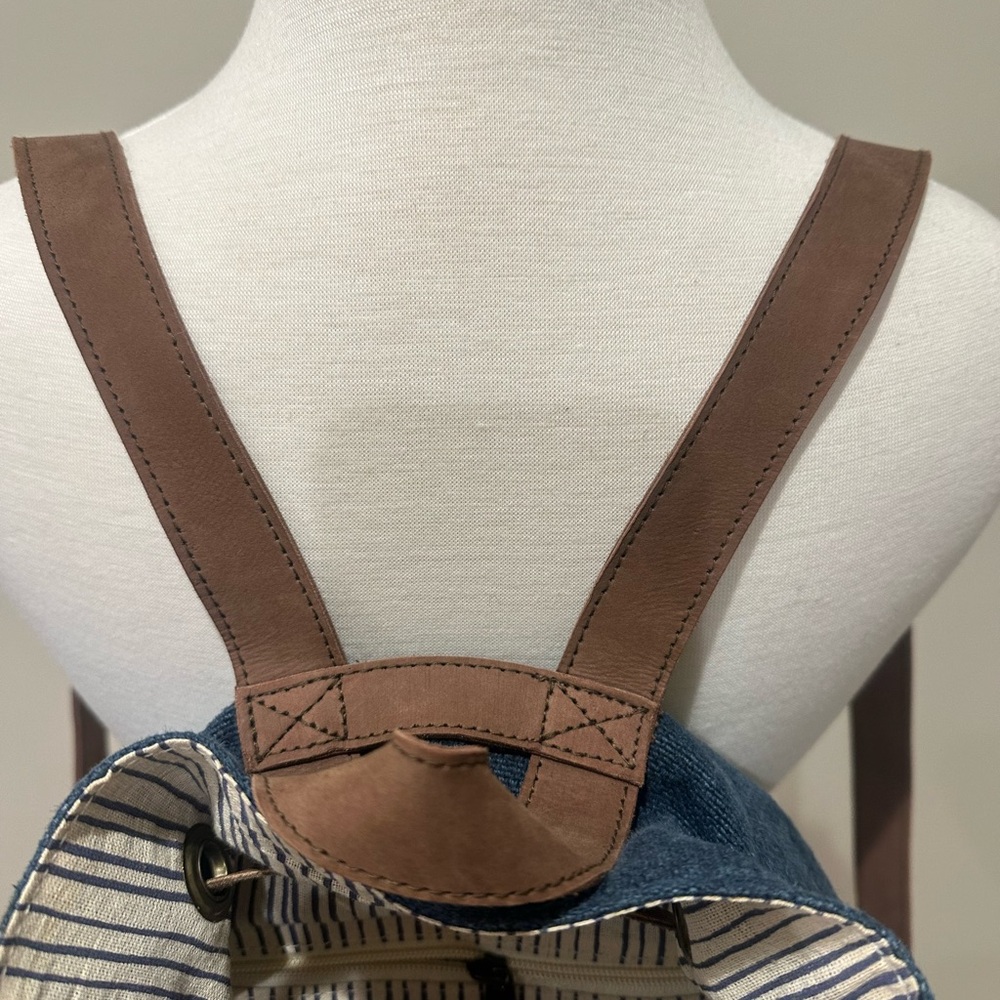 Blue Denim Canvas Backpack - Picture 3 of 4